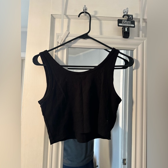 Topshop Crop Ribbed Knit Black Tank Top New Women 6 M - Picture 3 of 3